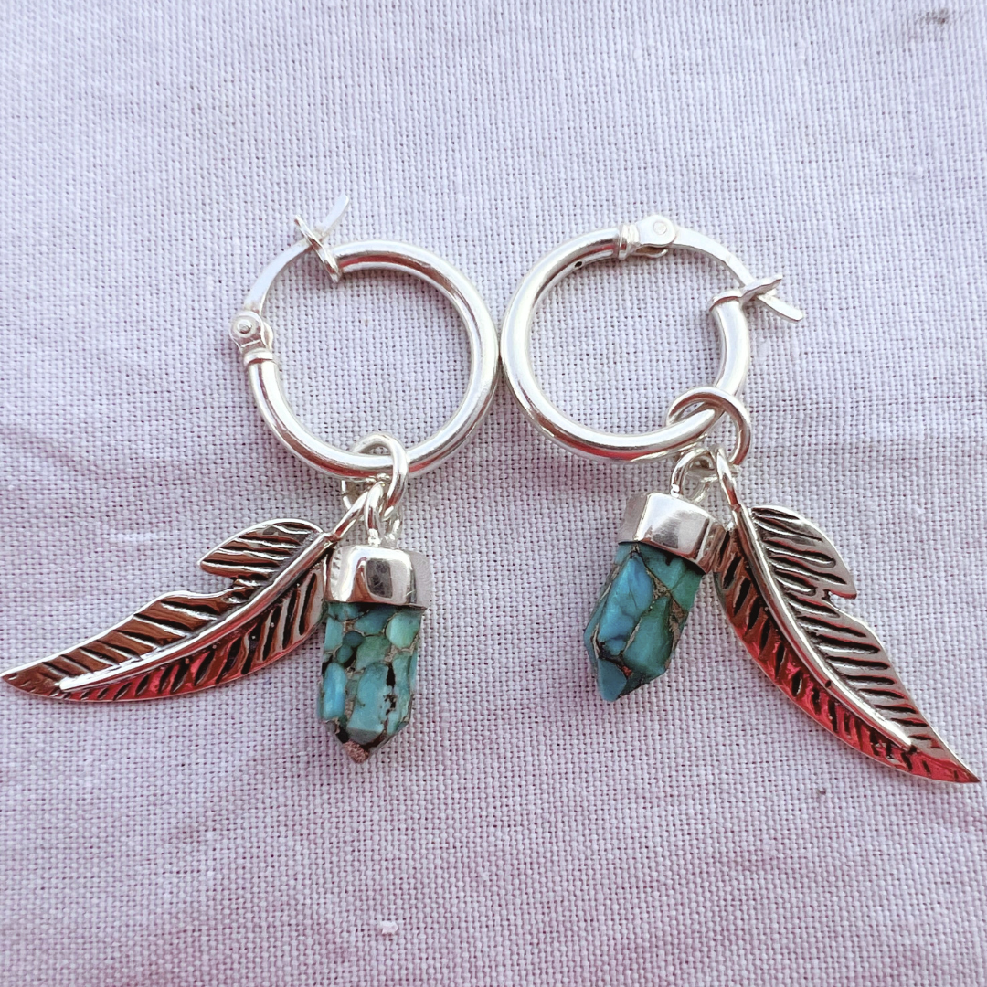 Dreamcatcher Copper Turquoise Earrings