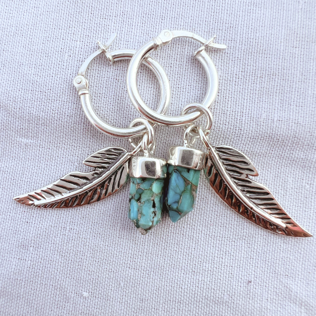 Dreamcatcher Copper Turquoise Earrings