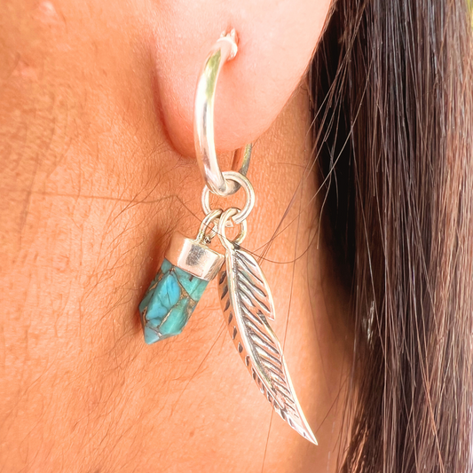 Dreamcatcher Copper Turquoise Earrings