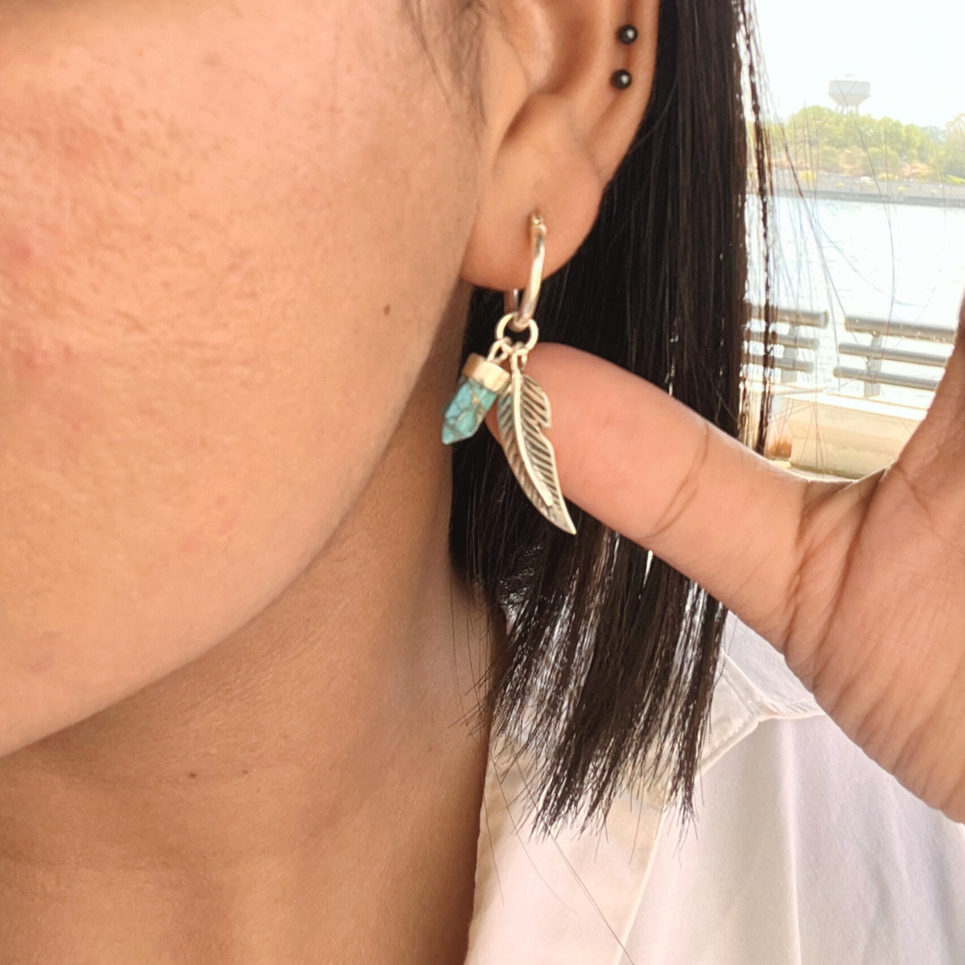 Dreamcatcher Copper Turquoise Earrings